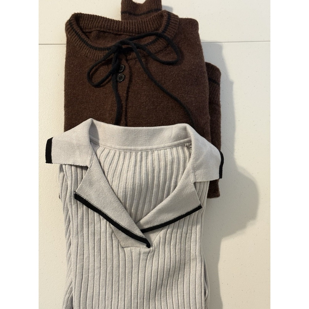 Dazy Brown & Grey  preppy Sweater Bundle Women's Size S/M  minimalist  fall